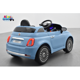Fiat 500 bleu, véhicule électrique enfant télécommande parentale 2.4 Ghz, 12 Volts - 2 moteurs