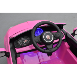 Fiat 500 Rose, véhicule électrique enfant télécommande parentale 2.4 Ghz, 12 Volts - 2 moteurs