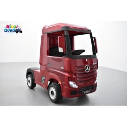 Mercedes Actros rouge métallisé 2 x 12V, camion électrique enfant 12 volts télécommande parentale 2.4 Ghz, 12V 14Ah, 4 moteurs
