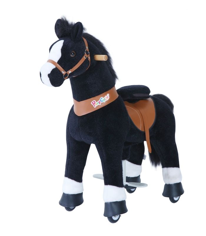 Ponycycle Noir Avec Une Marque Blanche Cheval A Roulettes Enfant 2 A 4 Ans Kiddi Quad