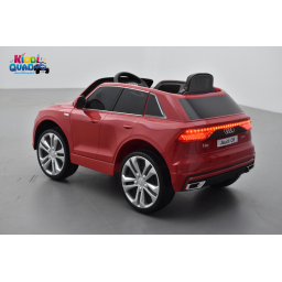 Audi Q8 Rouge Métallisée, voiture électrique enfant télécommande parentale, 12 Volts - 2 moteurs