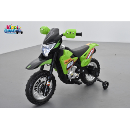 Moto Cross Verte 6 volts, moto électrique pour enfant 6 volts