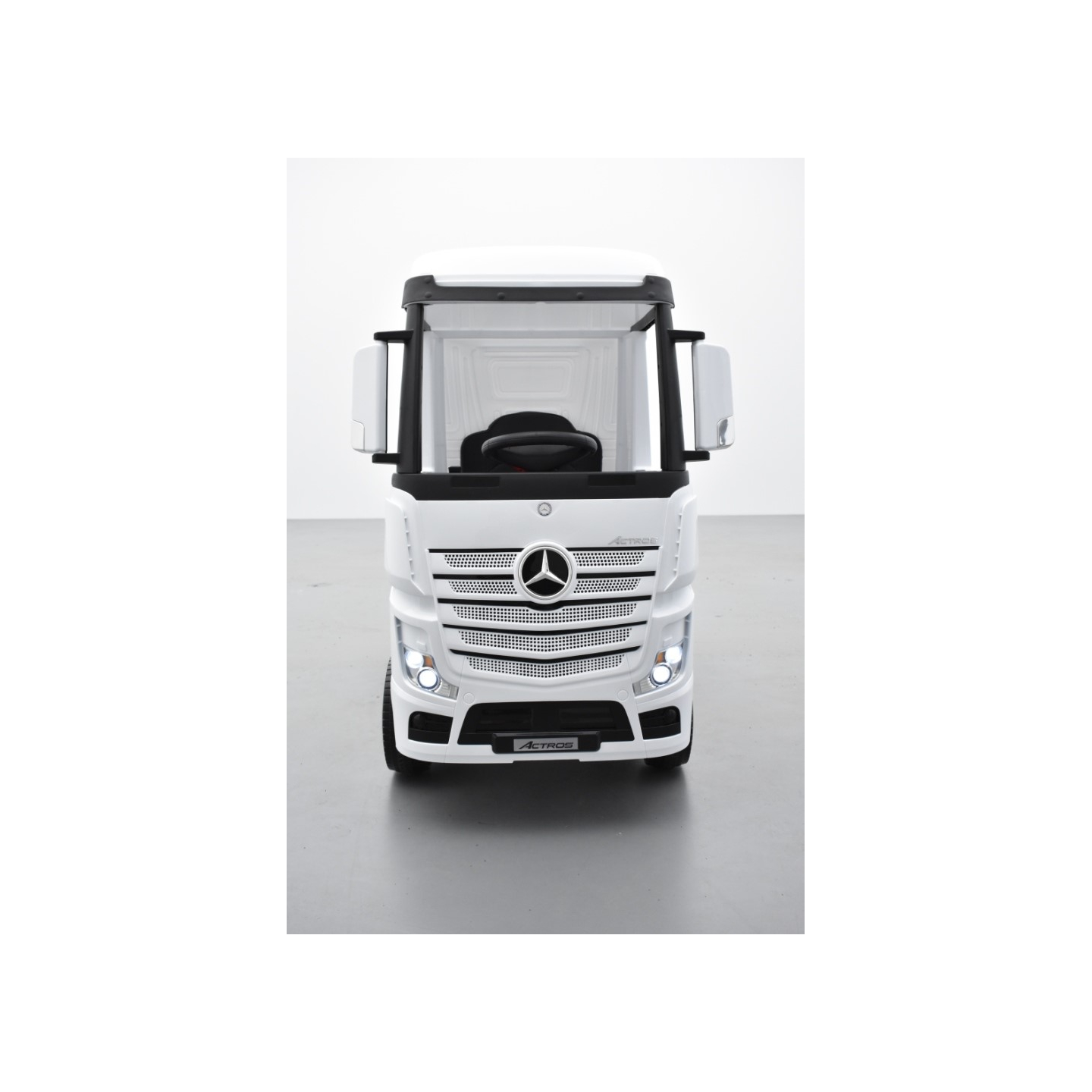 Mercedes Actros blanc 2 x 12V, camion électrique enfant 12 volts télécommande parentale 2.4 Ghz, 12V 14Ah, 4 moteurs