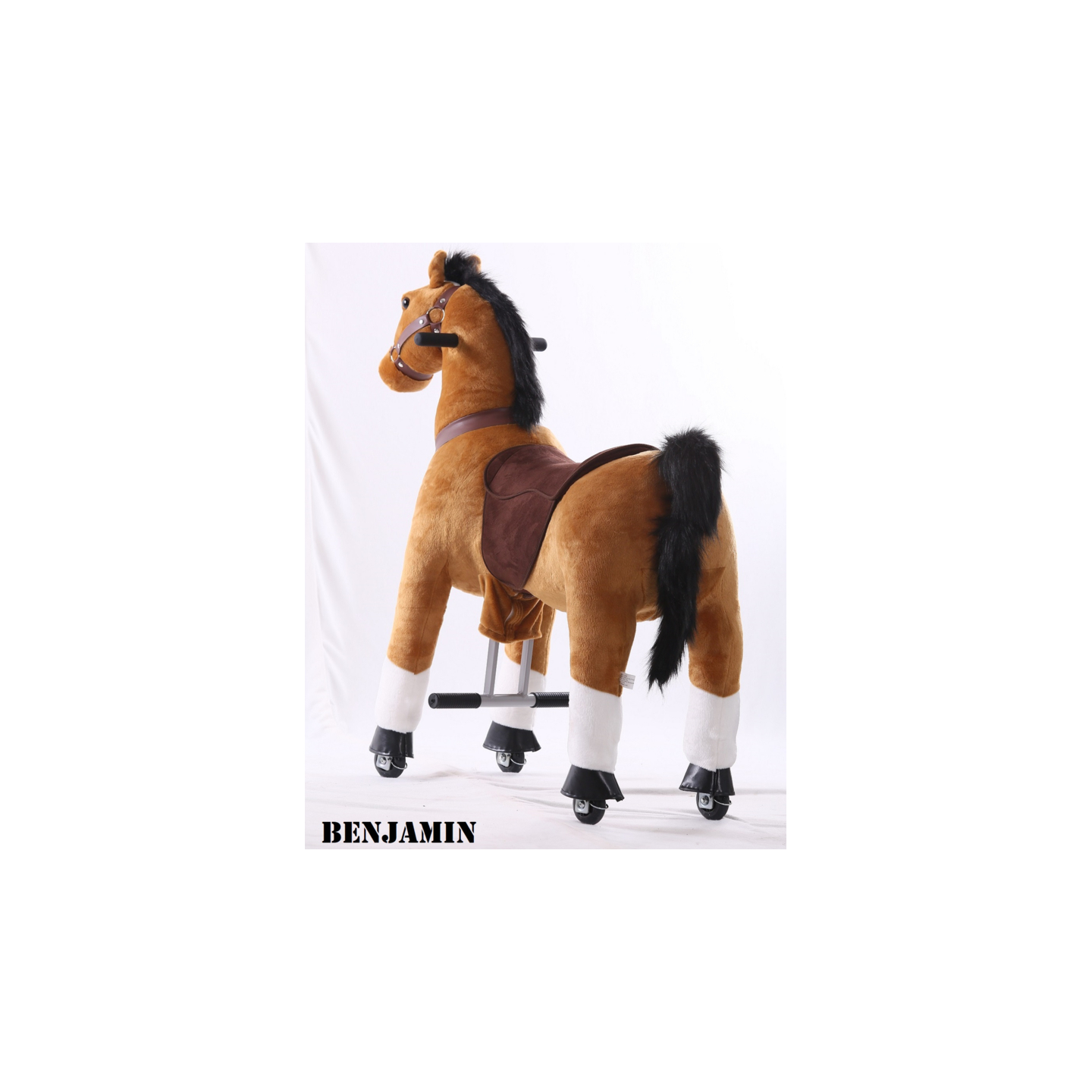 Kids-Horse Marron clair avec marque blanche, cheval à roulettes enfant 3 à  6 ans