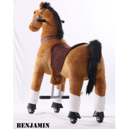 Kids-Horse Marron clair, cheval à roulettes enfant 3 à 6 ans