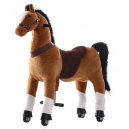 Kids-Horse Marron clair avec marque blanche, cheval à roulettes enfant 4 à 9 ans