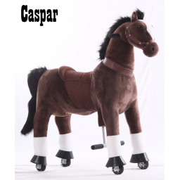 Kids-Horse Marron foncé avec marque blanche, cheval à roulettes enfant 4 à 9 ans