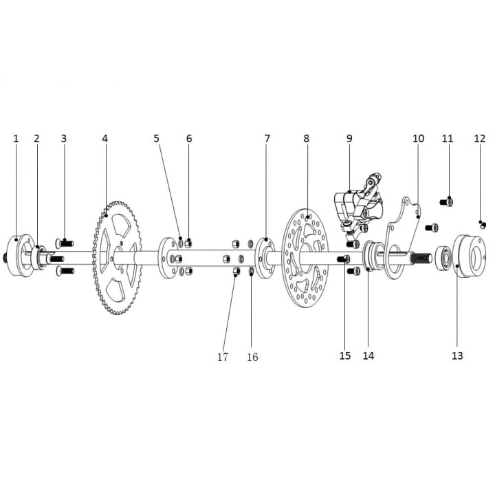 Pièce Train arrière n°7 : Support d'étrier arrière pour Pocket Quad électrique Flip 800W - 36 Volts