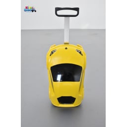 Valise voiture enfant sport jaune, valisette forme voiture bébé
