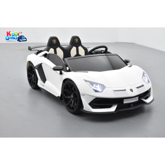 Lamborghini SVJ 24 Volts blanche, voiture électrique enfant 24V - 7AH, 2 moteurs