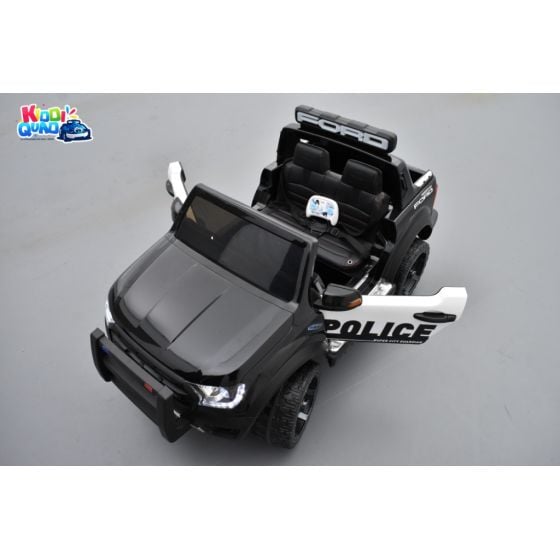 Ford Ranger Raptor Police Noir Métallisée, voiture électrique enfant 12V 10Ah, 2 moteurs