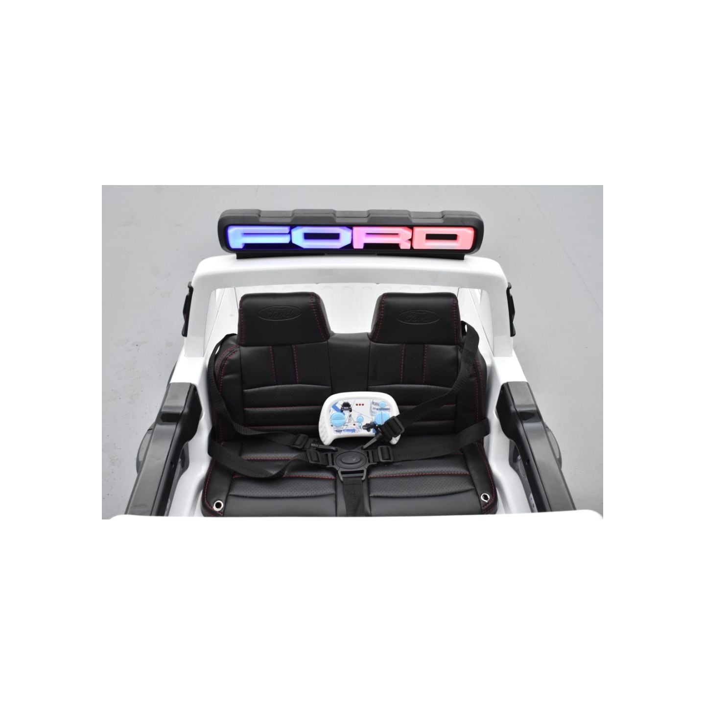 Ford Ranger Raptor Police Blanc Métallisée, voiture électrique enfant 12V 10Ah, 2 moteurs