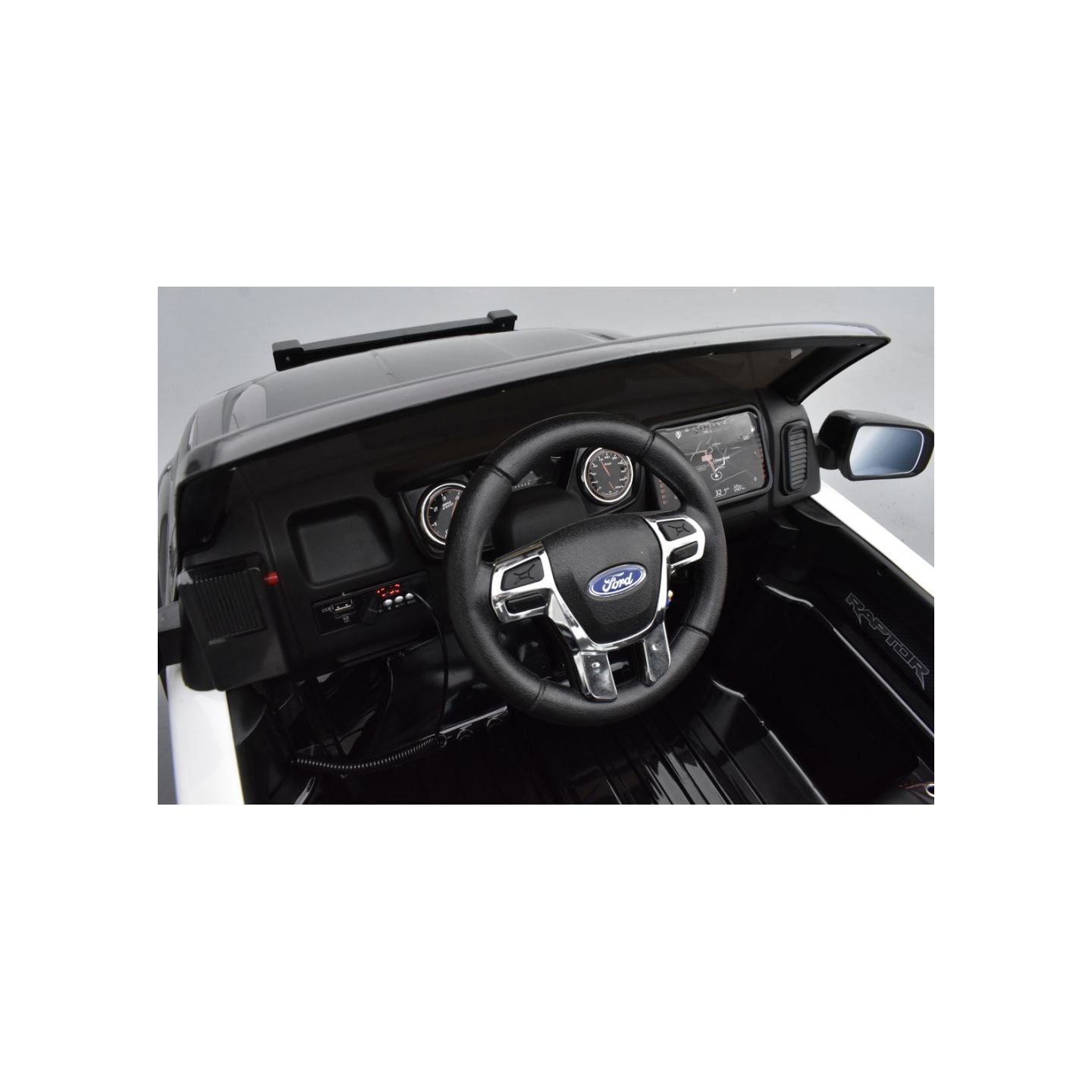 Ford Ranger Raptor Police Noir Métallisée, voiture électrique enfant 12V 10Ah, 2 moteurs