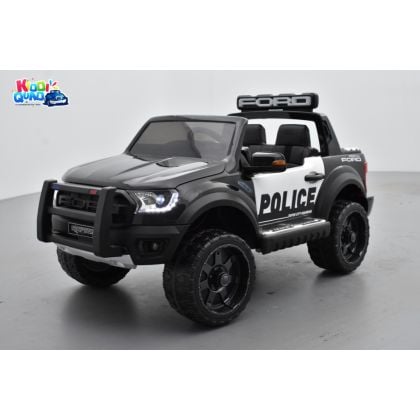 Ford Ranger Raptor Police Noir Métallisée, voiture électrique enfant 12V 10Ah, 2 moteurs