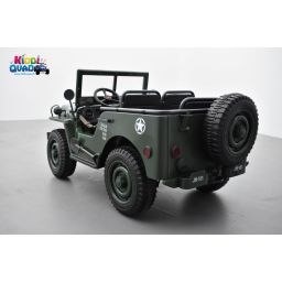 Jeep Willys 12 Volts 3 places verte, 4x4 électrique enfant, 12V - 4 moteurs