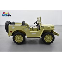 Jeep Willys 12 Volts 3 places sable, 4x4 électrique enfant, 12V - 4 moteurs