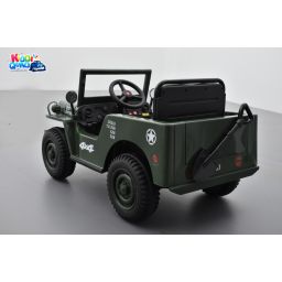 Jeep Willys 1 place 12 Volts verte, 4x4 électrique enfant, 12V - 4 moteurs
