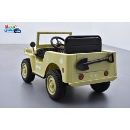 Jeep Willys 1 place 12 Volts Beige,4x4 électrique enfant, 12V - 4 moteurs