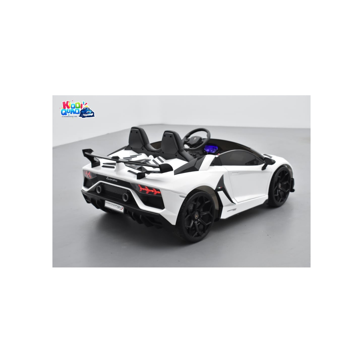 Lamborghini SVJ 24 Volts blanche, voiture électrique enfant 24V - 7AH, 2 moteurs