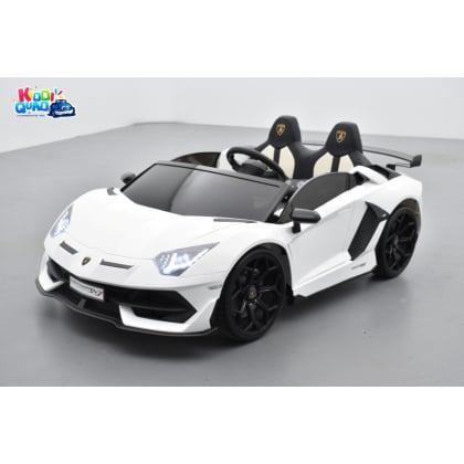 Lamborghini SVJ 24 Volts blanche, voiture électrique enfant 24V - 7AH, 2 moteurs