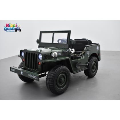Jeep Willys 24 Volts 3 places verte, 4x4 électrique enfant, 24V - 4 moteurs