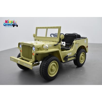 Jeep Willys 24 Volts 3 places sable, 4x4 électrique enfant, 24V - 4 moteurs