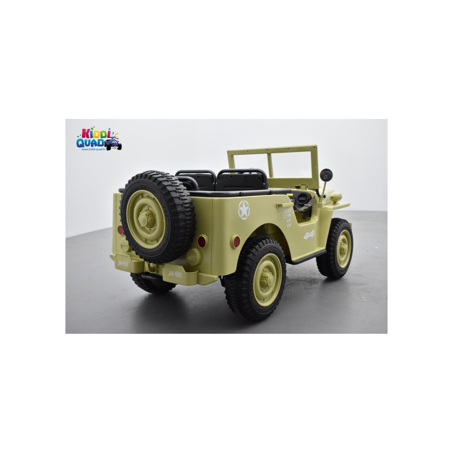 Jeep Willys 24 Volts 3 places sable, 4x4 électrique enfant, 24V - 4 moteurs