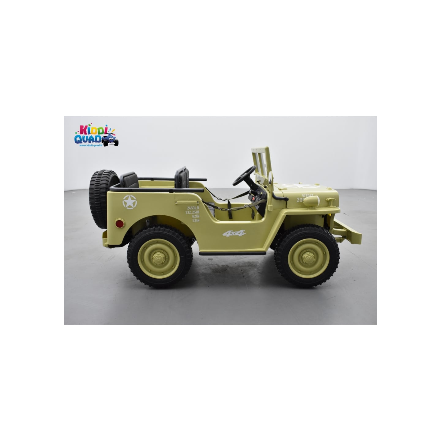Jeep Willys 24 Volts 3 places sable, 4x4 électrique enfant, 24V - 4 moteurs