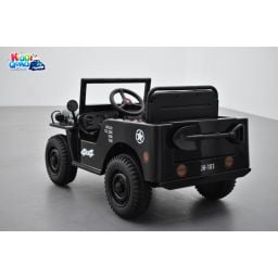 Jeep Willys 1 place 12 Volts noire, 4x4 électrique enfant, 12V - 4 moteurs