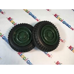 Pack de "2" roues en gomme avec enjoliveur couleur "Vert" pour Jeep Willys version 1 place