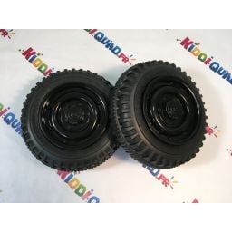 Pack de "2" roues en gomme avec enjoliveur couleur "Noir" pour Jeep Willys version 1 place