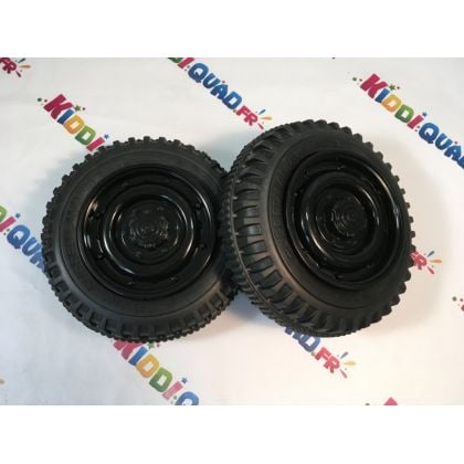 Pack de "2" roues en gomme avec enjoliveur couleur "Noir" pour Jeep Willys version 1 place