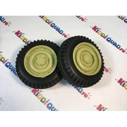 Pack de "2" roues en gomme avec enjoliveur couleur "Sable" pour Jeep Willys version 1 place