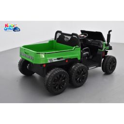 Tracteur 6X6 Vert avec benne basculante, camion électrique pour enfant, 24Volts - 7AH, 4 moteurs de 100 Watts
