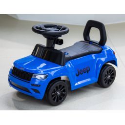 Trotteur Jeep Grand Cherokee enfant bleu, porteur pousseur voiture enfant