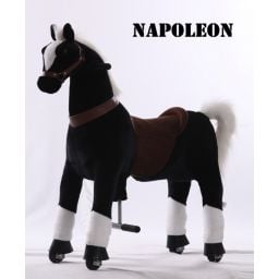 Kids-Horse Noir avec marque blanche, cheval à roulettes enfant 4 à 10 ans