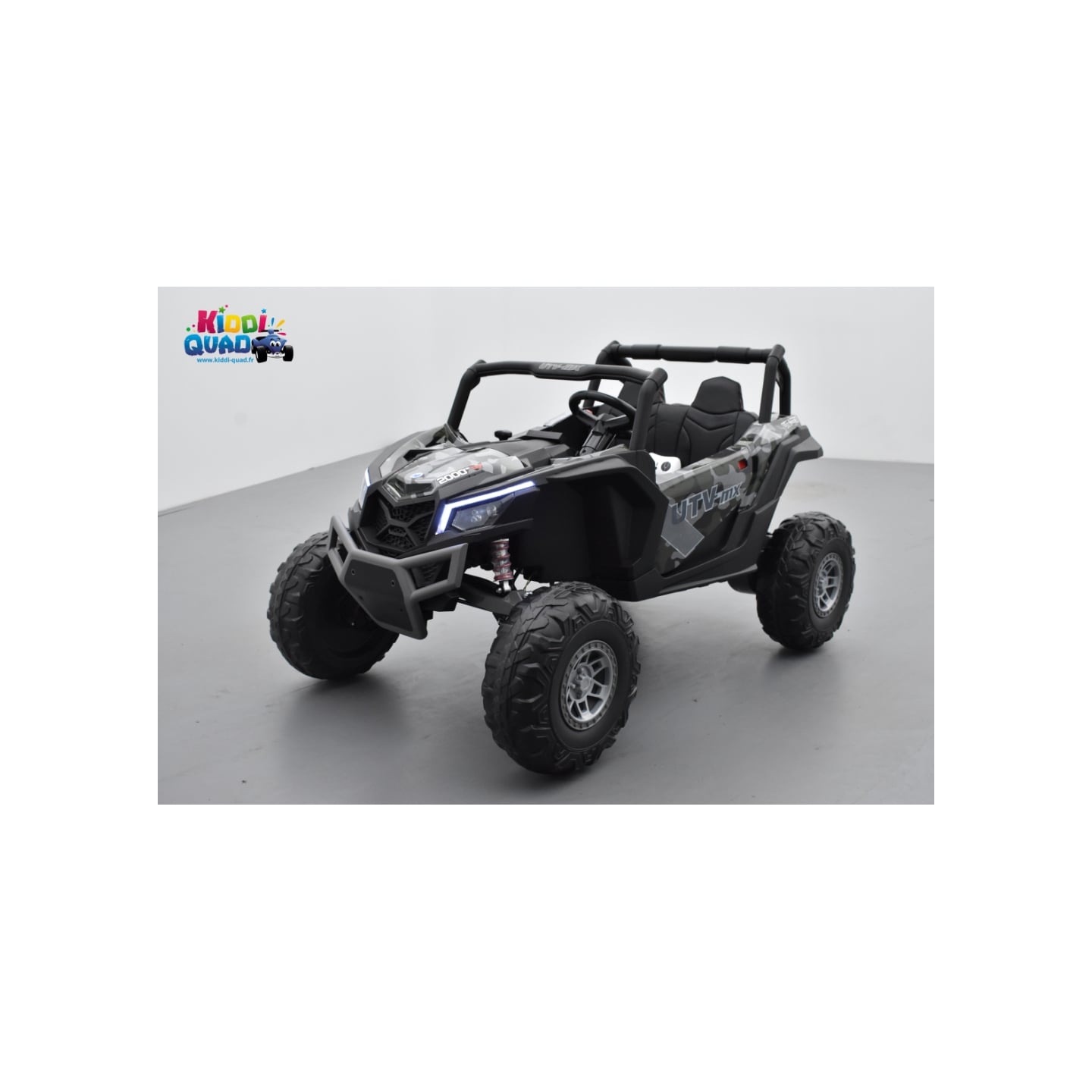 Buggy Scorpion 24 Volts 7Ah camouflage, 4 moteurs de 60 watts, buggy deux places, buggy électrique enfant