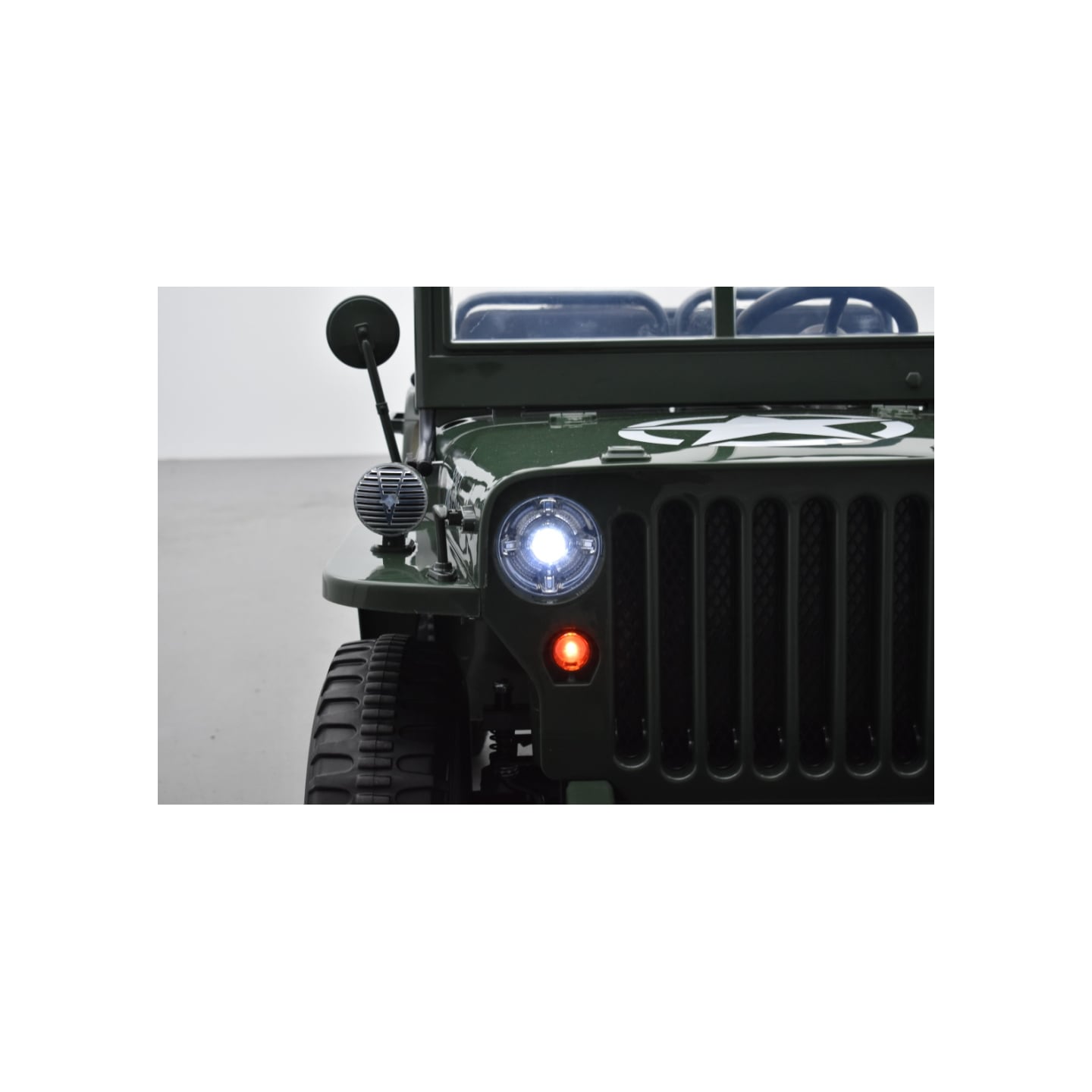 Jeep Willys 24 Volts 3 places verte, 4x4 électrique enfant, 24V - 4 moteurs