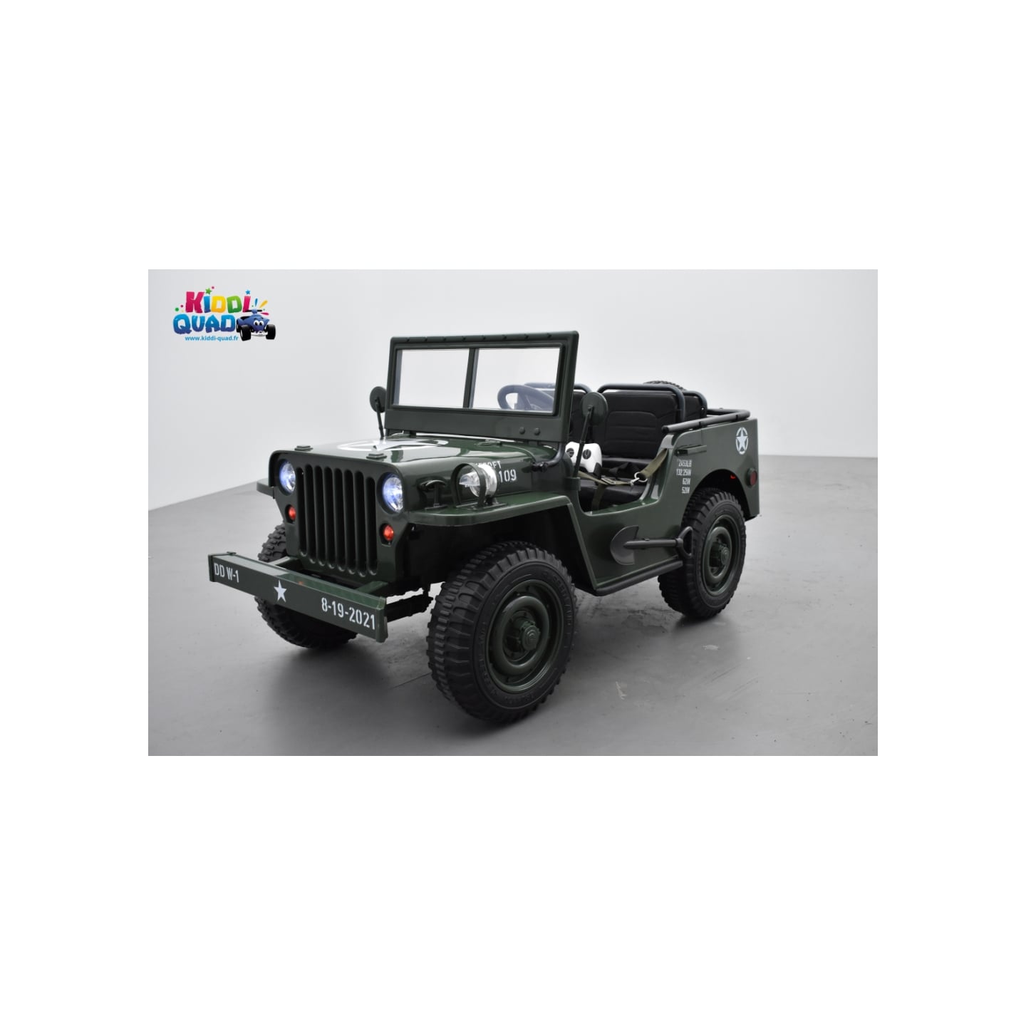 Jeep Willys 24 Volts 3 places verte, 4x4 électrique enfant, 24V - 4 moteurs