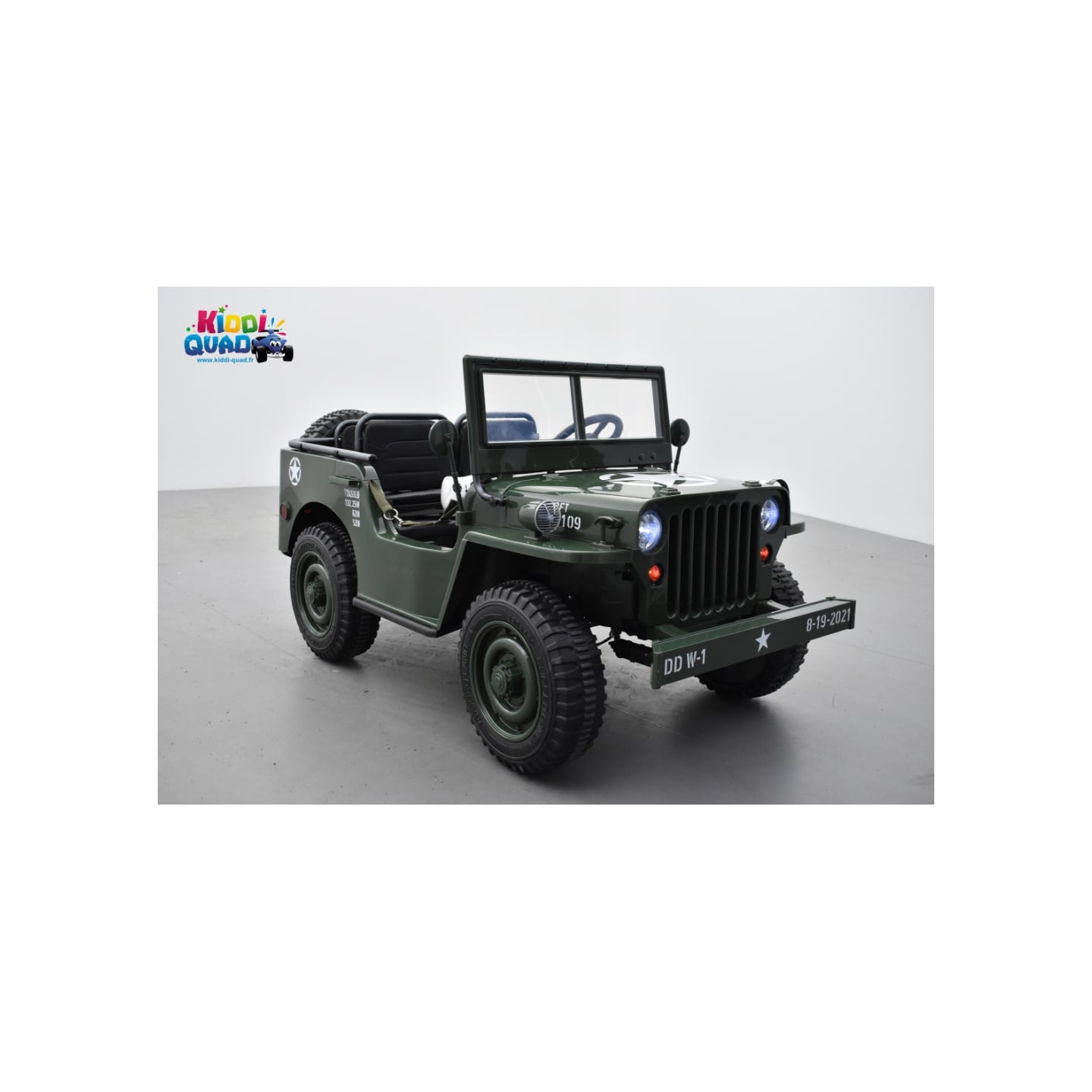Jeep Willys 24 Volts 3 places verte, 4x4 électrique enfant, 24V - 4 moteurs