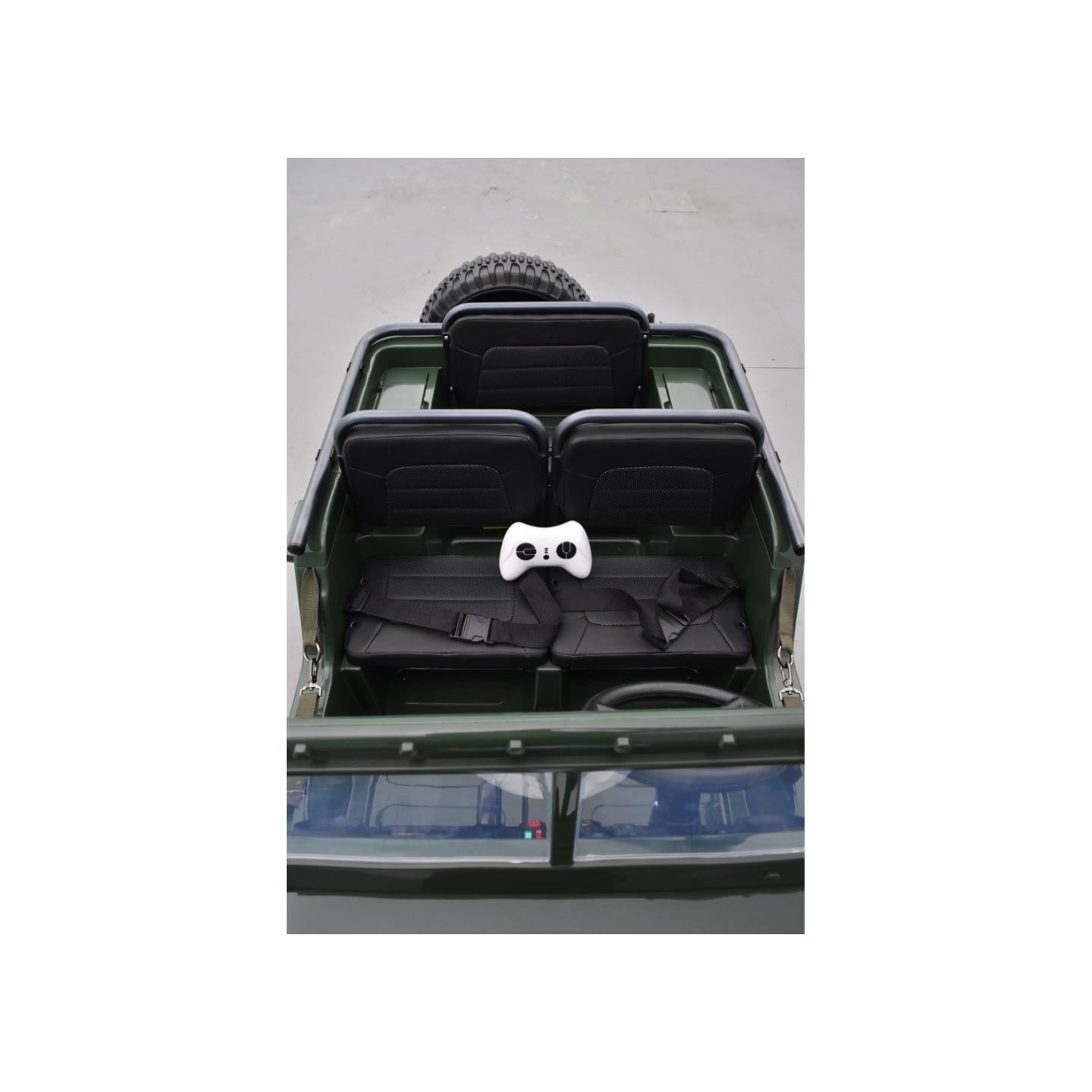 Jeep Willys 24 Volts 3 places verte, 4x4 électrique enfant, 24V - 4 moteurs