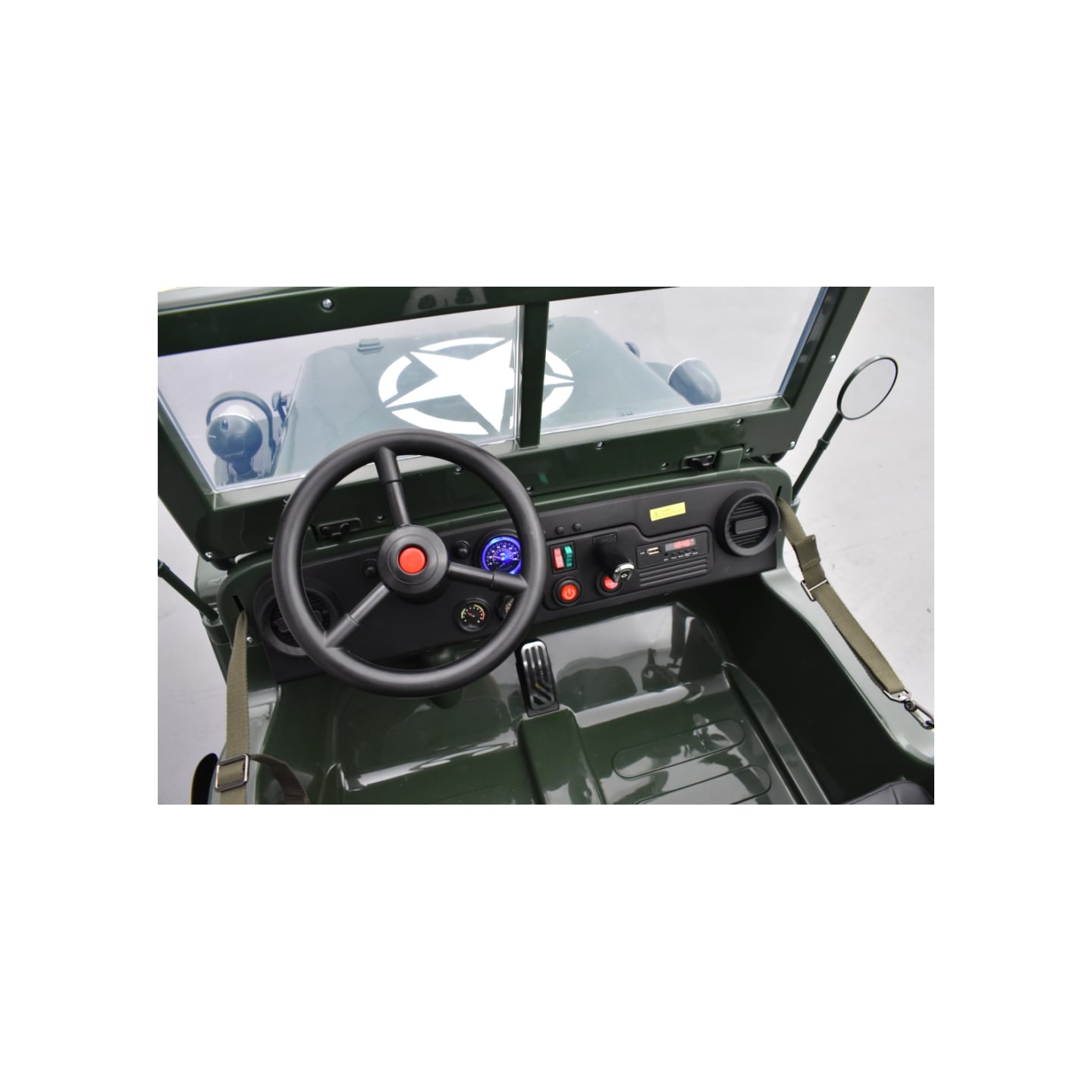 Jeep Willys 24 Volts 3 places verte, 4x4 électrique enfant, 24V - 4 moteurs