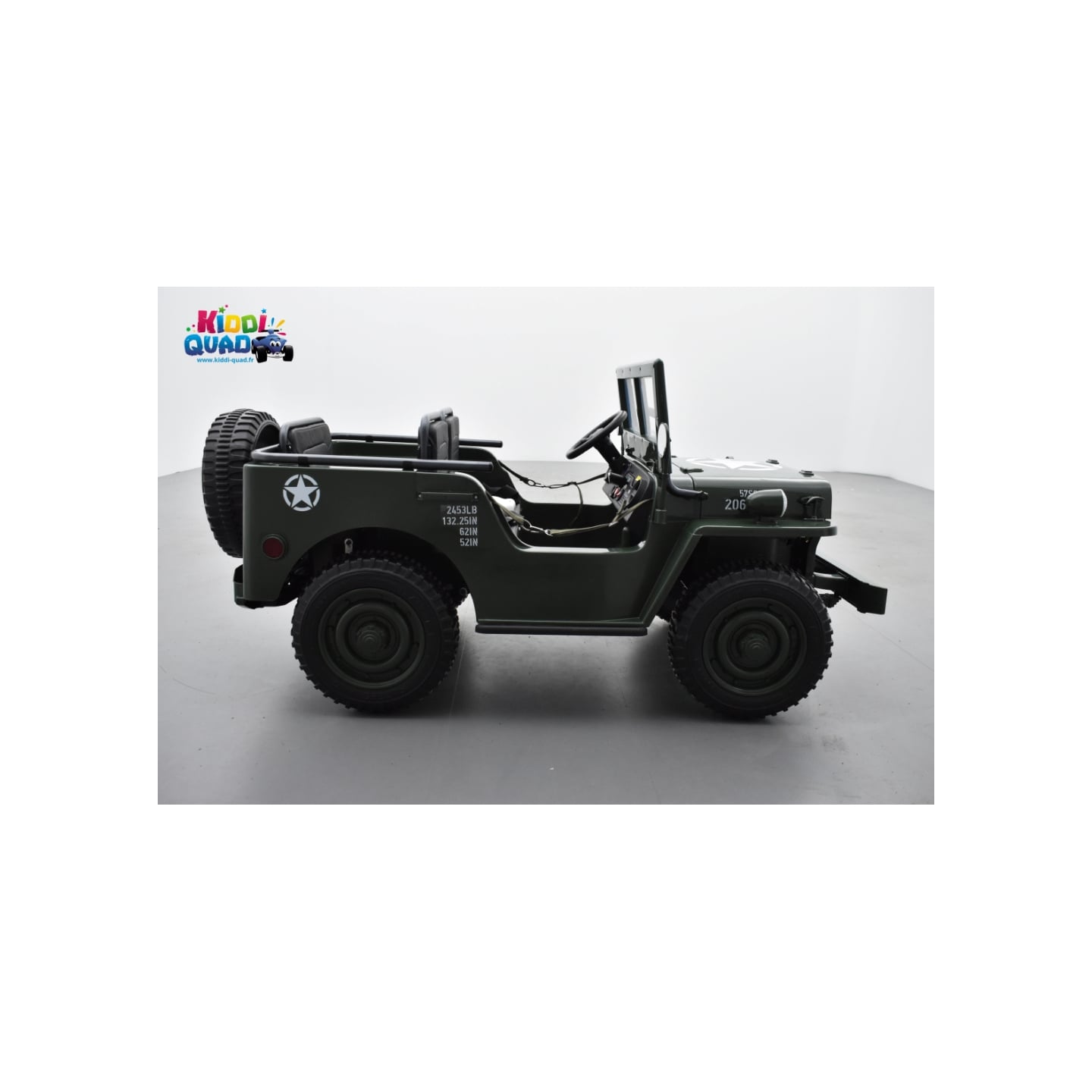 Jeep Willys 24 Volts 3 places verte, 4x4 électrique enfant, 24V - 4 moteurs