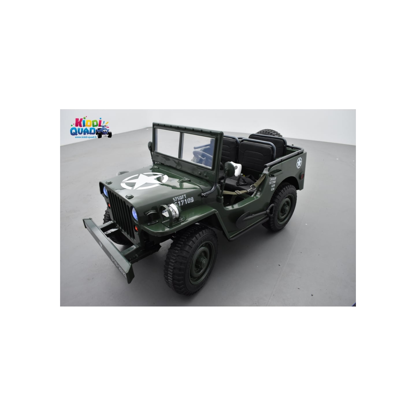 Jeep Willys 24 Volts 3 places verte, 4x4 électrique enfant, 24V - 4 moteurs
