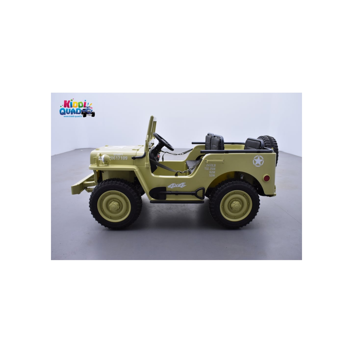 Jeep Willys 24 Volts 3 places sable, 4x4 électrique enfant, 24V - 4 moteurs
