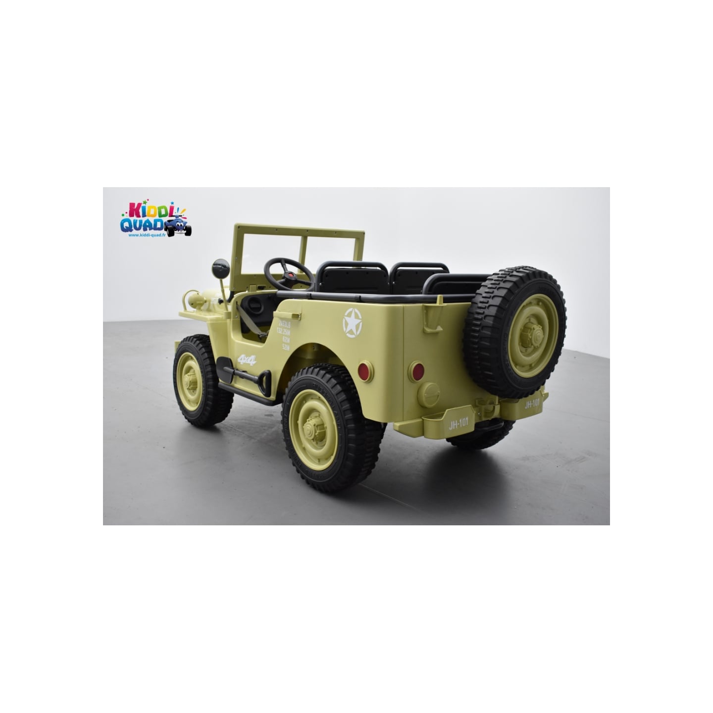 Jeep Willys 24 Volts 3 places sable, 4x4 électrique enfant, 24V - 4 moteurs