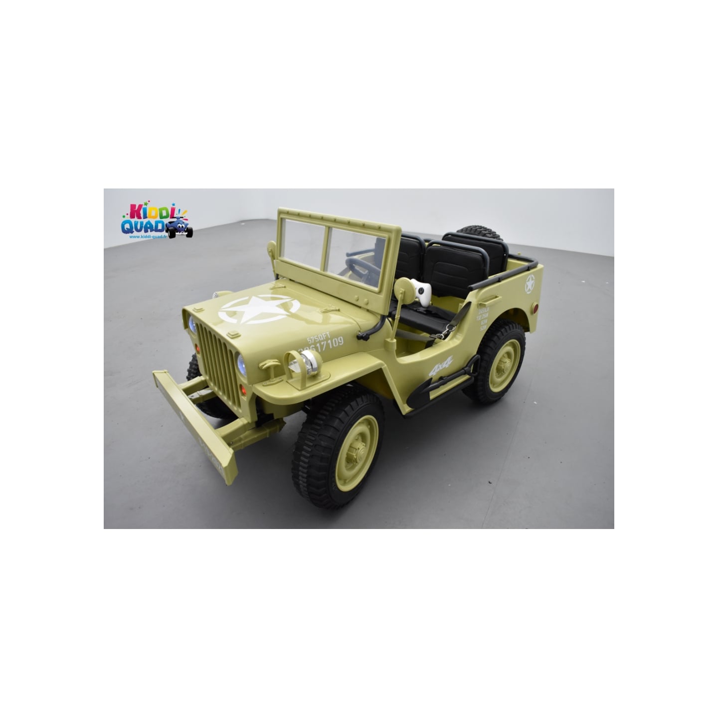 Jeep Willys 24 Volts 3 places sable, 4x4 électrique enfant, 24V - 4 moteurs