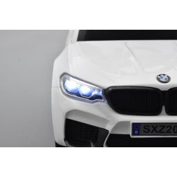 Trotteur voiture BMW M5 blanc, porteur pousseur à bascule voiture