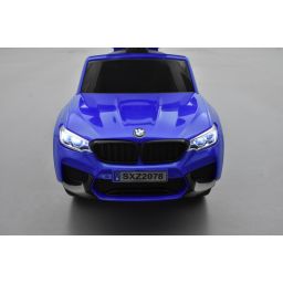 Trotteur voiture BMW M5 bleu, porteur pousseur à bascule voiture