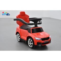 Trotteur voiture BMW M5 rouge, porteur pousseur à bascule voiture